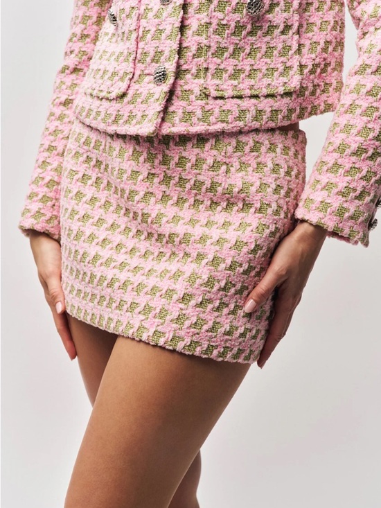 Guizio Dresses & Skirts - Guizio Halstead Pink Mini Skirt Houndstooth Pattern Size Medium